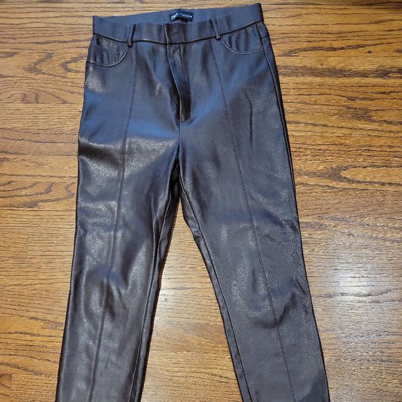 Zara faux leather brown pants - Picture 3 of 5